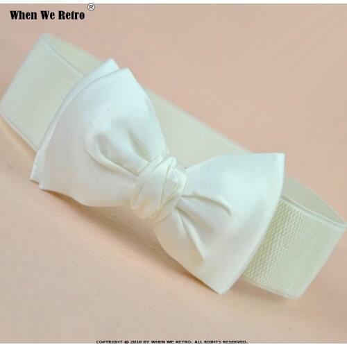 When We Retro Fashion Women Belt with Bow B3054 Candy Color Black White Red Yellow Blue Rose Elastic Corset Waist Belt cintura