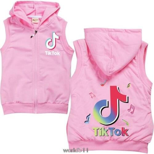 Girls Vests Childrens Tik Tok Vest Baby Girls Boys Sweet Tik Tok Waistcoat High Quality Kids Vest Outerwear 2-15 Years