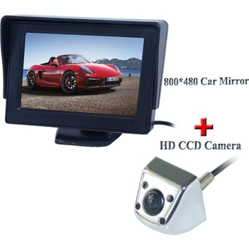 800+480 lcd screen 4.3" car back up monitor +HD CCD car reverse camera general for Aston Martin for Land Rover for Kia ect