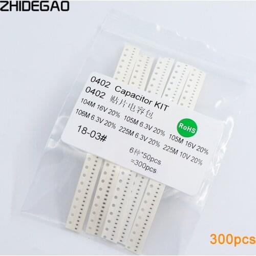 0402 SMD Ceramic Capacitor Assorted Kit 1pF~10uF 6values*50pcs=300pcs Chip Ceramic Capacitor Samples ki