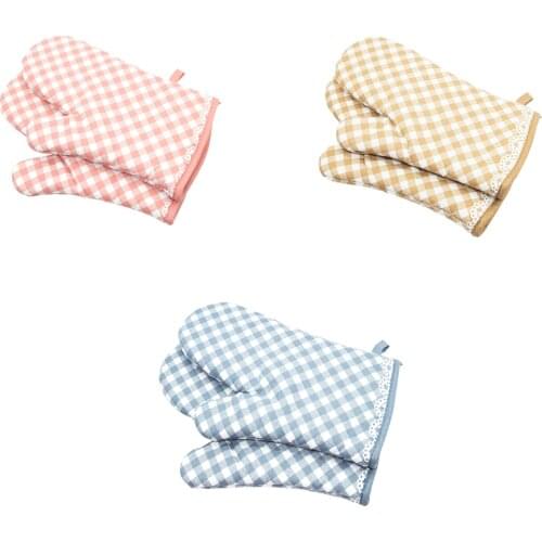 1 Pair Oven Gloves Universal Oven Mitts Oven Pot Holder Baking Anti-Hot Gloves Pad Oven Microwave Mat For Baking Cooking