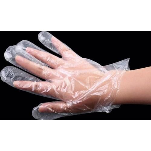 100pcs Plastic Disposable Gloves Restaurant Home Service Catering Hygiene BBQ Transparent Eco-friendly PE Kitchen Garden Gloves