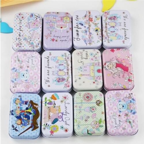 36PCS/LOT Mini Cute Kawaii Cartoon Tin Metal Box Case Home Storage Organizer For Jewelry Kids Toy Gift Home Supplies