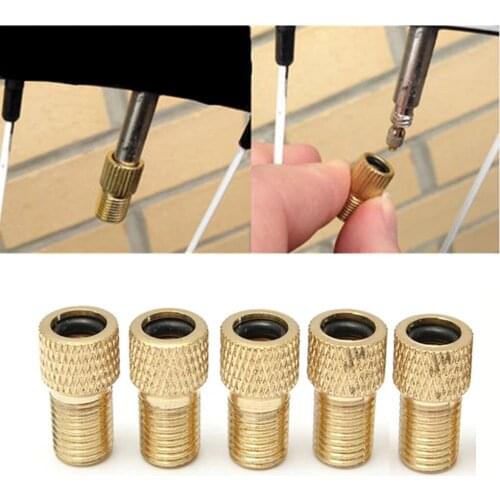 5pc Copper Bike Pump Air Cock Conversion Nozzles Air Cock Adapter Tools High Quality Sealing Ring Bicycle Valve Adapters #W5