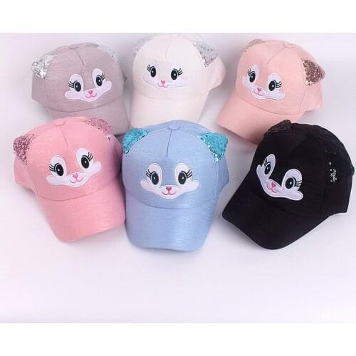 Childrens Cartoon Baseball Cap Boys Girls Cute Ears Snapback Hip-hop Hat Fashion Cosplay Adjustable Visor Cap Baby Travel Hats