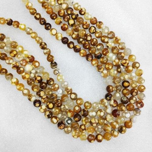 Natural Leopard Fire stone Beads 6-12mm Semi-finished Leopard Fire stone Beads Jewelry Necklace DIY Bracelet Accessories 39cm