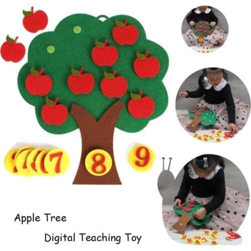 Apple Tree Match Digital Teaching Toy Non-Woven Puzzle Creative Toy Kindergarten Kids Math Toy