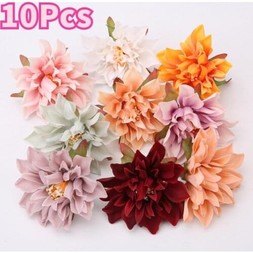 10Pcs Dahlia Flower Heads Artificial Flowers High Quality Fake Flowers for Home Wedding Party Decor Dahlia Crafts Fall Flowers