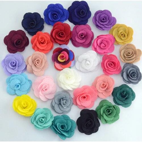 10Pieces/Lot Size 3.5CM Fabric Roses Decorative Flower Handmade Cotton Cloth Flowers Hand DIY Material Girl Hair Accessories