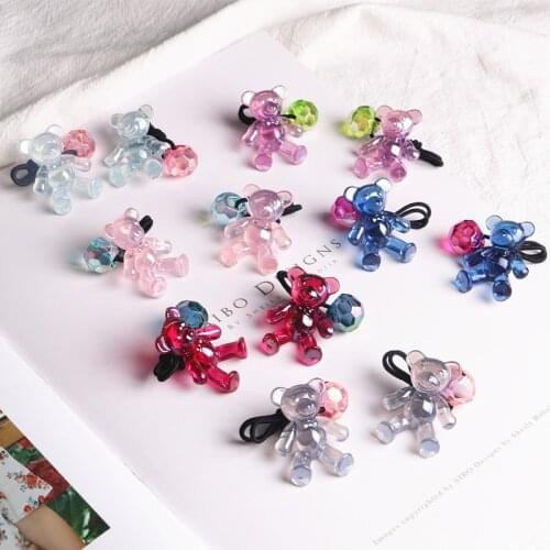 2PCS New Lovely Bright Flicker Bear Princess Headwear Kids Elastic Hair Bands Baby Headdress Children Ropes Girls Accessories