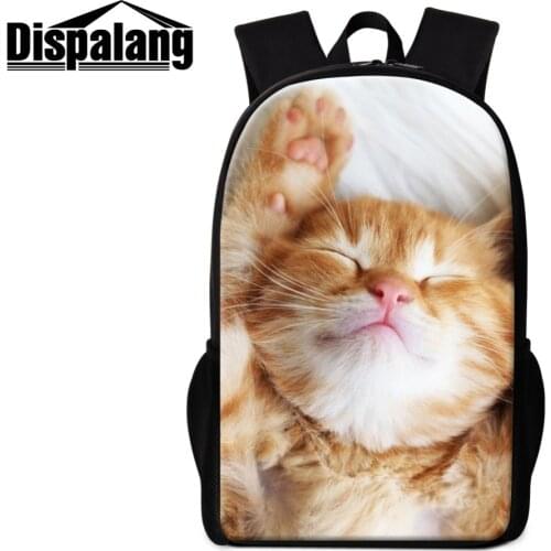 Dispalang New 16 Inch Backpack Customized You Own Picture Printing on School Bag for Teens College Style Pupil Design Cat Animal