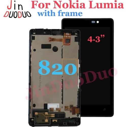 For Nokia Lumia 820 LCD Display Touch Screen Digitizer Assembly With Frame For Nokia 820 N820 Display Repair