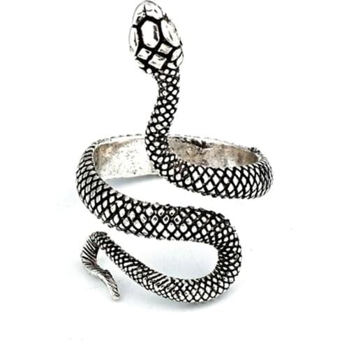 European And American Vintage Silver-Plated Paint Snake Ring Men And Women Universal Ring Adjustable Ring Jewelry