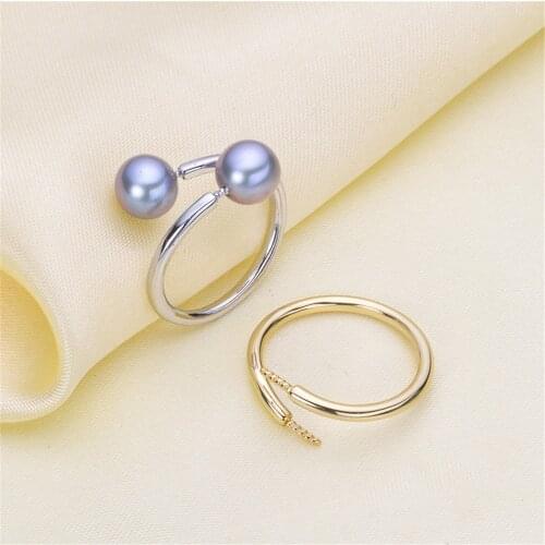 Ring Mount Pearl Accessories Adjustable Size 925 Sterling Silver Ring Jewelry DIY making No Pearl