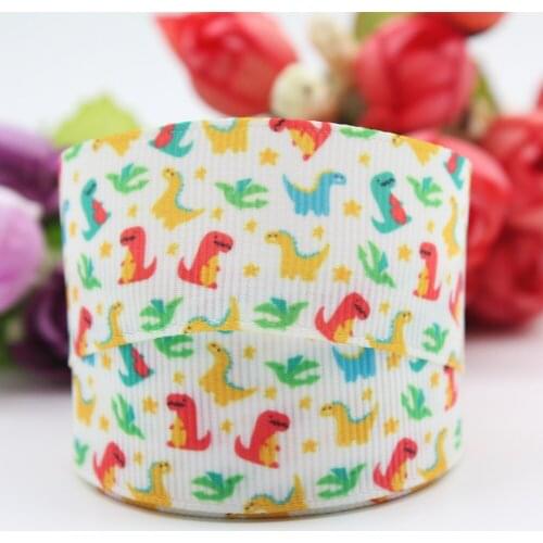 Colored Little Dinosaur Printed Grosgrain Ribbon Diy Gift Wrapping Sewing Wedding Decoration Ribbon Bow 16-75mm