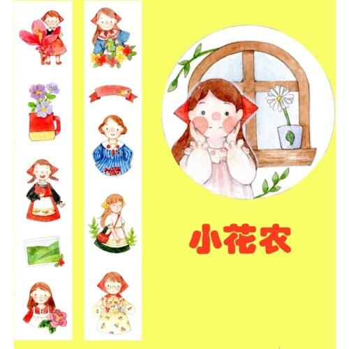 Little Flower Girl Washi Tapes Bullet Journal Masking Tape Adhesive Tape DIY Scrapbooking Washi Stickers