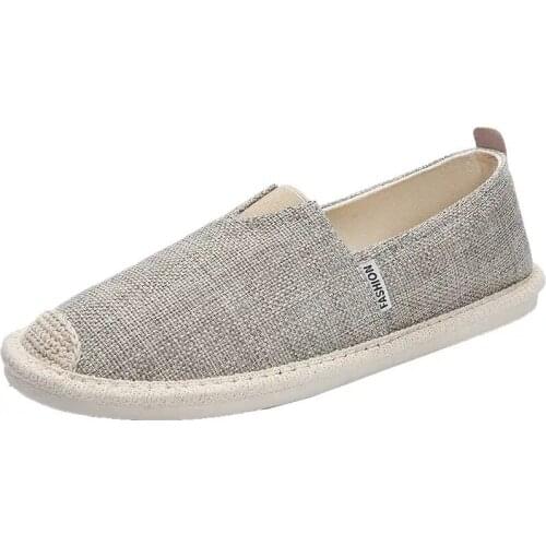 Men Casual Shoes Linen Canvas Shoes Men Loafers Comfortable Fisherman Shoes Men Espadrilles Slip on Summer Sneakers for Male