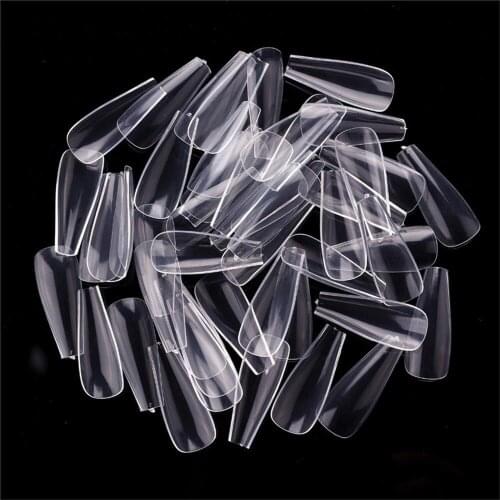 100pcs Full Cover False Nail Press on Nails Plastic Coffin Ballerina Fake Nails Acrylic UV Gel Pointed Extension Manicure Tools