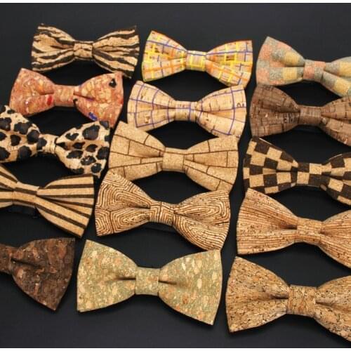 New Fashion Cork Wood Mens Luxury Bow Ties Novelty Handmade Solid Neckwear For Mens Wedding Party Man Gift Accessories Tie