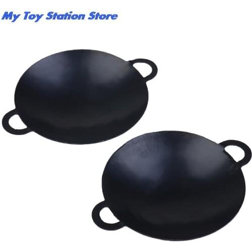New 1/12 Scale Black Dollhouse Miniature Metal Frying Pans Cooking Pot Cookware Kitchen Accessory