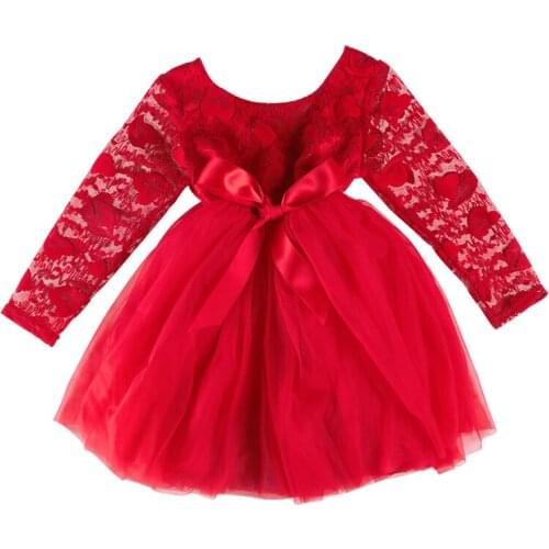 Kaiya Angel 2019 New Girls Red Dress Cute And Lovely Style Party Festival Clothes Long Sleeves Knee-Length Factory Wholesell