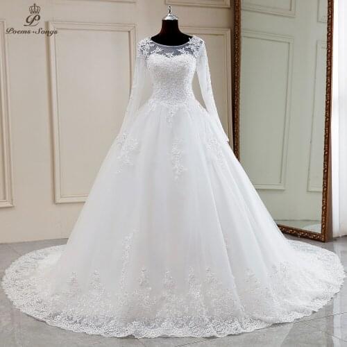 Poemssongs New Elegant long sleeves wedding dress boho marriage dress robe de mariee vestidos de novia wedding gown Bridal dress