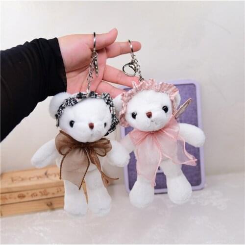 New Cute Stylish soft Popular bear with pretty cloth baby bed pendant bag ornaments Exquisite Keychain birthday couple gift