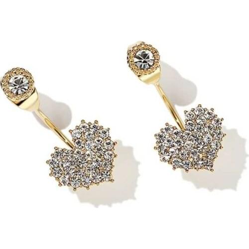 Simple Stylish Design Heart Rose Gold Earrings Crystal for Women Dazzling Elegant Engagement Female Earrings Fashion Jewelry