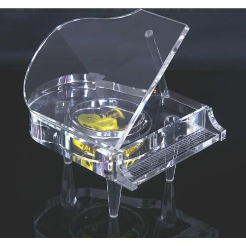 Luxury Handmade Clear Crystal Piano Music Box Glass Figurines Miniatures for Christmas Wedding Souvenir Gifts Home Decoration