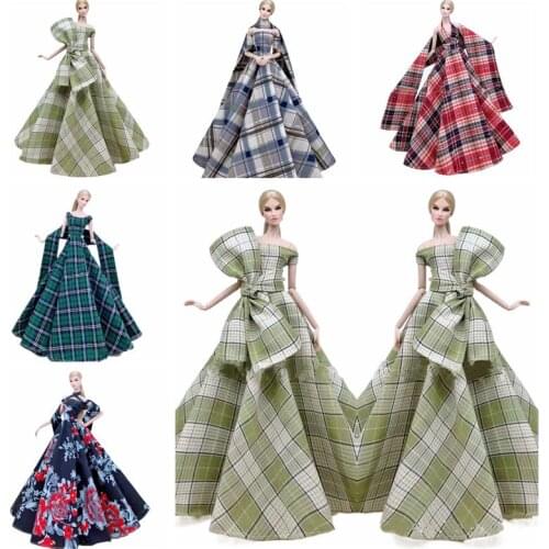 1/6 BJD Clothes Classic Plaid Floral Wedding Gown Princess Dress for Barbie Doll Clothes Vestido Clothing 11.5" Dolls Accessory