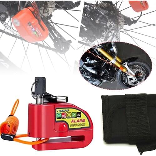 Alarm Disc Brake Lock 110dB Loud Anti Theft Alarm Waterproof For Bikes Motorcycles Scooter With Reminder