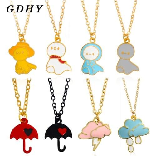 GDHY Sunny Doll Cloud Umbrella Pendant Necklace Enamel Charms Drop Oil Alloy Necklace DIY Friendship Jewelry Accessories