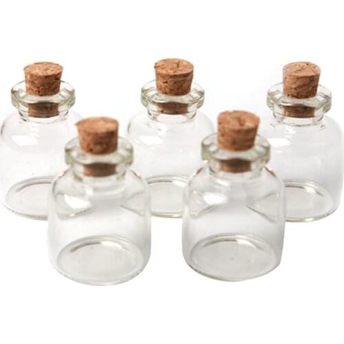 5pcs Cork Stopper 22*28mm Glass Bottle Tiny Glass Jars With Cork Decorative Wish Glass Jars For Wedding Holiday Decoration MD686