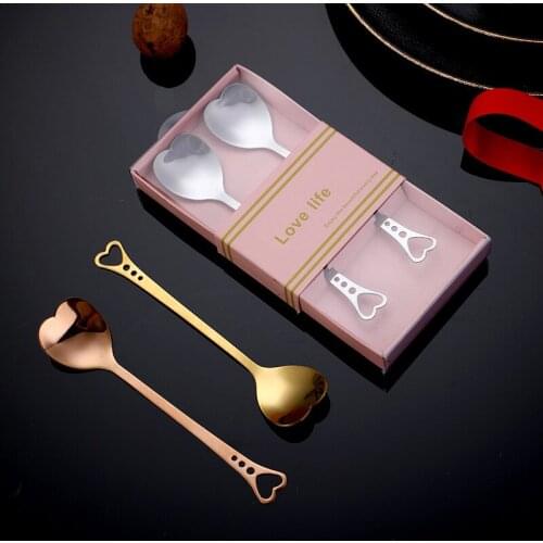 Stainless steel heart-shaped 10 pieces coffee spoon kitchen accessories dessert sugar stirring spoon teaspoon tableware