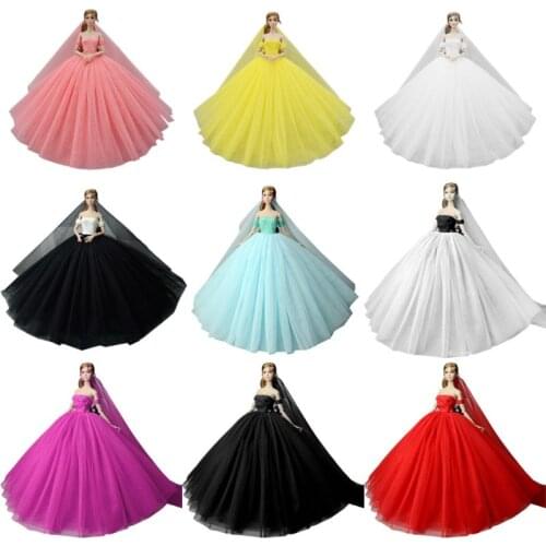 Princess Wedding Dress for 11.5" Doll Clothes Outfits Party Gown Fluffy Dresses