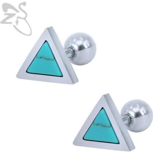 Triangle Stud Earrings Resin Ear Stud Piercing High Quality 316L Stainless Steel Earring Brincos Body Jewelry For Women Men Gift