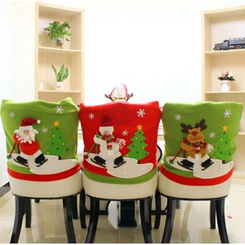 Santa Green Red Hat Chair Covers Christmas Decor Party Dinner Chair Xmas Cap Sets Christmas Decorations Ornaments Supplies