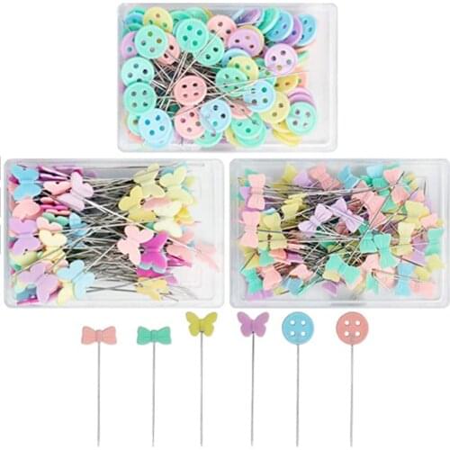 100pcs/set Dressmaking Pins Patchwork Needle Craft Bowknot Button Head Pins Embroidery Pins For DIY Quilting Sewing Accessories