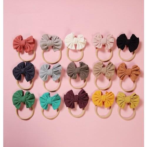 3pcs/Lot Fashion Baby Children Burlap Bowknot Bow Elastic Headband Hair Band Hair Accessories