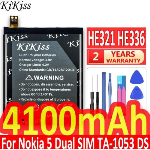 HE321 4100mAh Big Power Battery For Nokia 5 nokia5 Dual SIM (TA-1053 DS) N5 Batteries Bateria High Capacity + Free Repair Tool