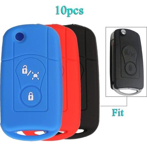 Bilchave 10pcs 2 Buttons Flip Folding Remote Car Key Silicone Rubber Cover Case Protect Fob For Ssangyong Actyon Kyron
