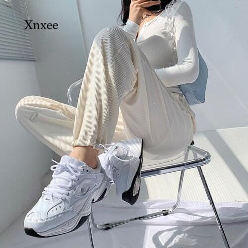 2021 Ice Silk Slacks Sweat Pants Women Loose Summer Pants Soft Cargo Pants Wide Leg Women Hip Hop High Waisted Trousers Clothing