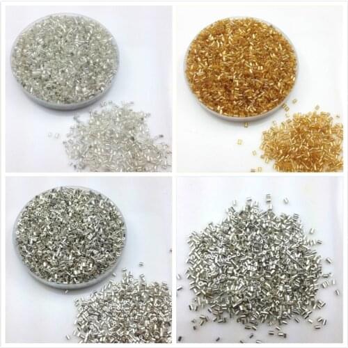 16g 1000X 2*3mm Gold Silver Lined Tube Garment Beads Loose Spacer Beads Cezch Glass Seed Beads Handmade Jewelry DIY Making Bead