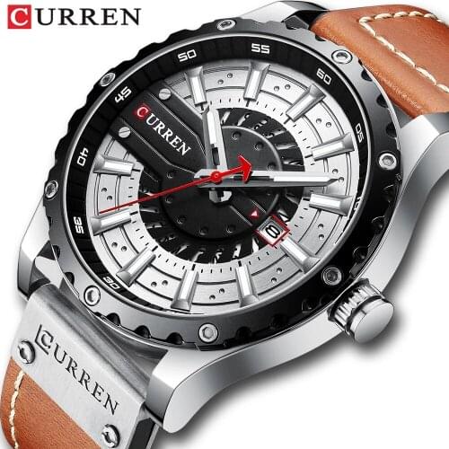 CURREN Fashion Casual Sport Watches for Men Black Top Brand Luxury Military Leather Wrist Watch Man Clock Fashion Men Wristwatch