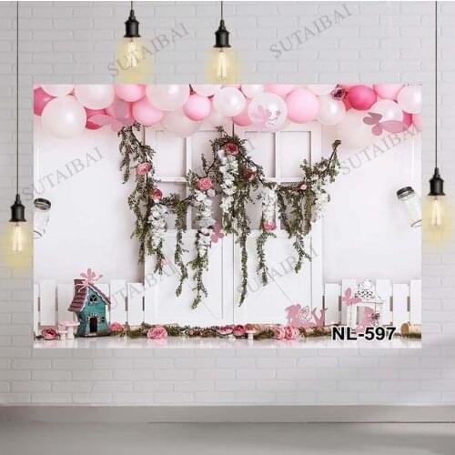 Spring Floral Cake Smash Photography Backdrops Newborn Children Photo Backgrounds 1st Birthday Flowers Photographic Studio Props