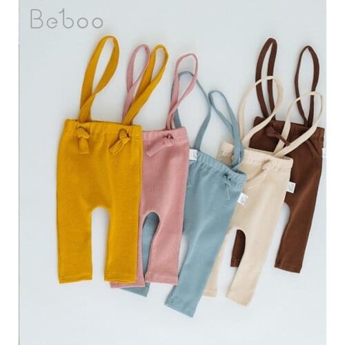 Ins Baby High Waist Pants Spring And Autumn 2021 Newborn Boy Clothes 0-24m Cotton Girls Trousers Pure Color Leggings Clothing