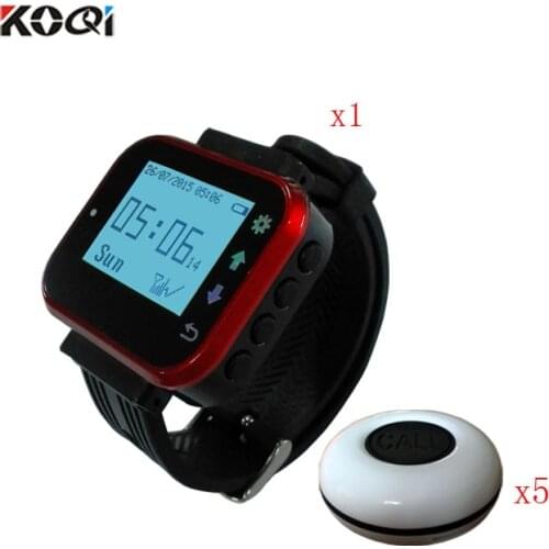 Restaurant Waiter Caller System For Smart Place, Such As Cafe House,Tea House, Restaurant (1 Watch+5 Call Button)