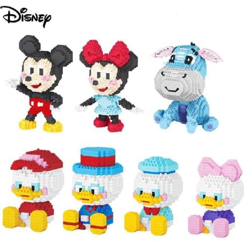 Disney Mickey Minnie Simba Dumbo Series Micro Building Blocks 3D Cartoon Animal Model DIY Mini Brick Educational Toy For Kids