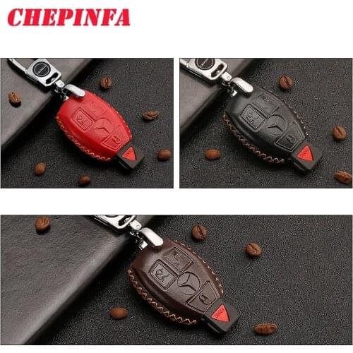Leather Car Key Case Cover For Mercedes benz CLS CLA GL R SLK AMG A B C S E200 E300 W213 class Remote holder accessories