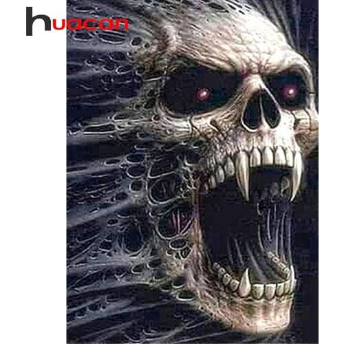 Huacan Full Square Diamond Embroidery Mosaic Art Halloween DIY Diamond Painting Cross Stitch Skull Handmade Gift